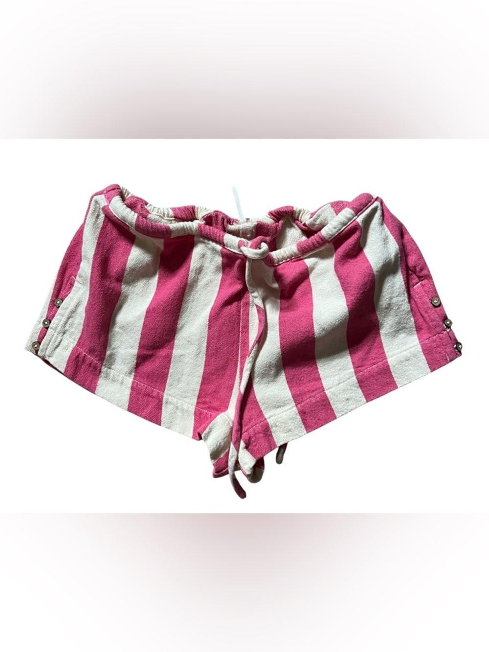 FREE PEOPLE Pink & White Striped Shorts drawstring Strawberry jam Med